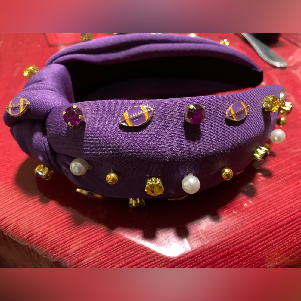 Purple rhinestone football headband (NWOTs)